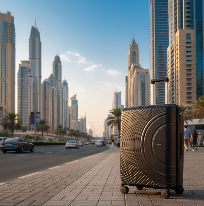 SENATOR Unisex Hard Case Medium Checked Luggage Lightweight PP Fashion Trolley Luggage with 360° Degree 4 Twin Wheel and Safe Zippers KH1010 Black - Image 2